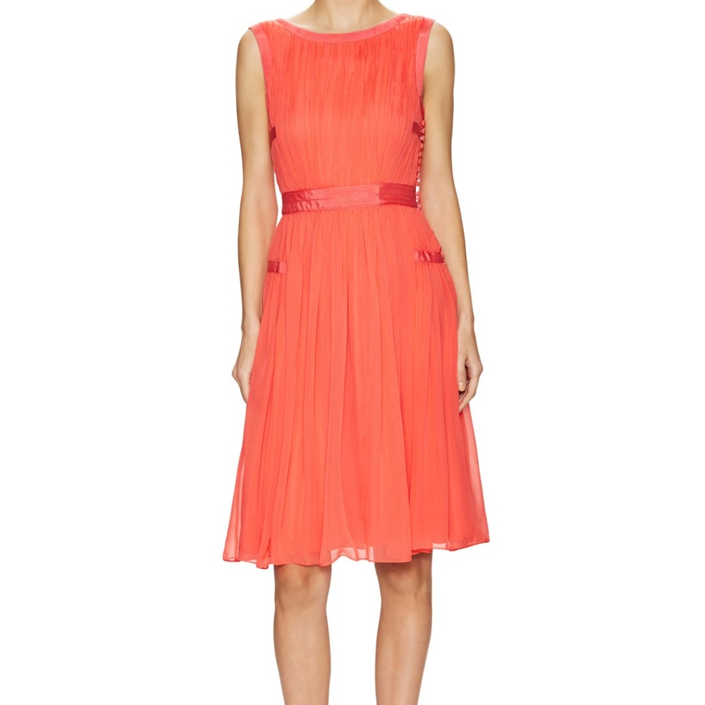 NWT Diane Von Furstenberg DVF Letty Silk Pleating Cut-out Dress, US 12